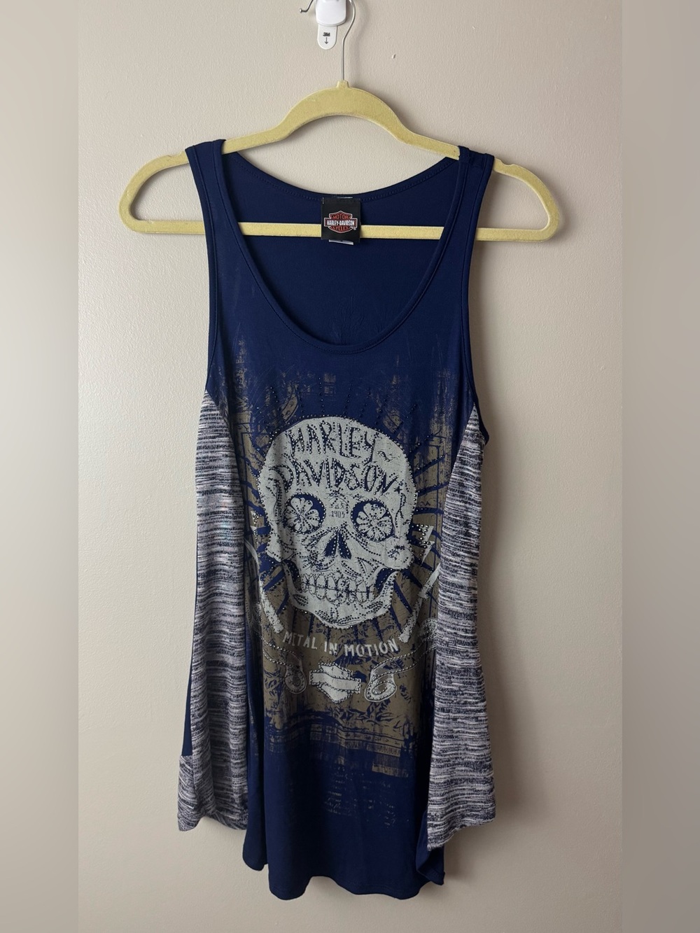 Women’s Harley Davidson Sugar Skull Rhinestone Tank Top Medium